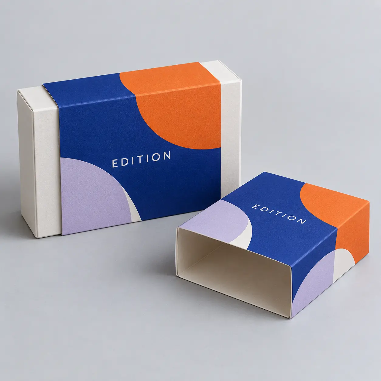 Illustrative custom printed box sleeve with original example artwork; made-to-order production