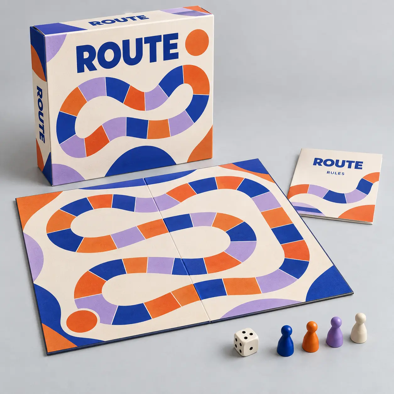 Illustrative custom race board game with original example artwork; made-to-order production