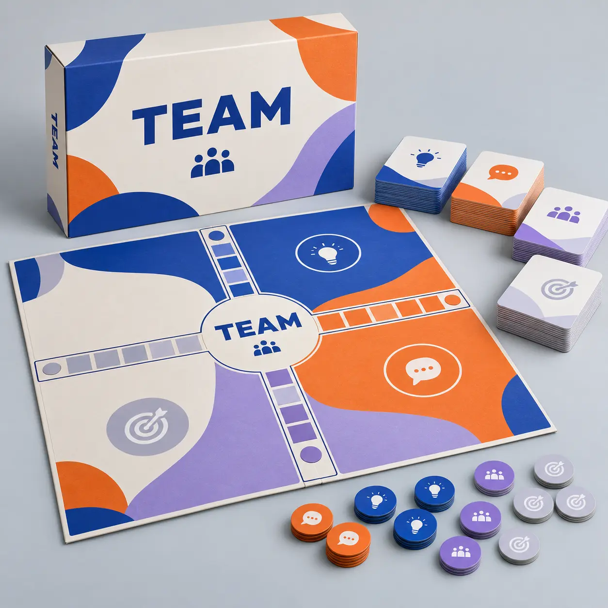 Illustrative custom staff training game with original example artwork; made-to-order production