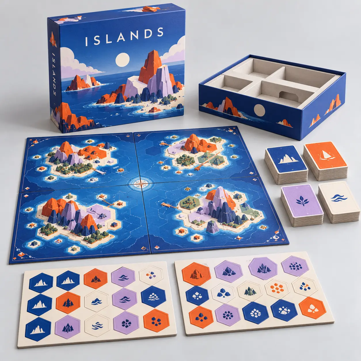 Illustrative custom strategy board game with original example artwork; made-to-order production